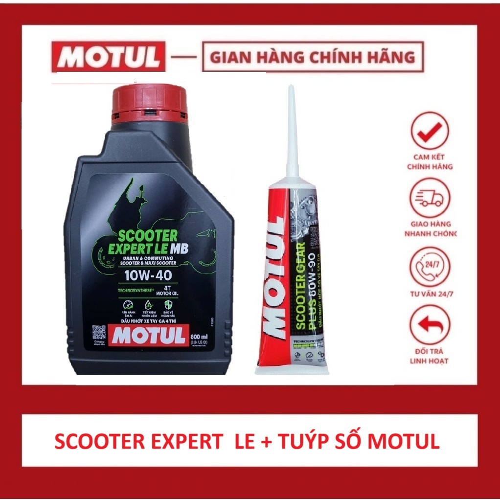 COMBO SCOOTER OIL MOTUL SCOOTER EXPERT LE 4T 10W40 + MOTUL SCOOTER GEAR 80W90 120ML