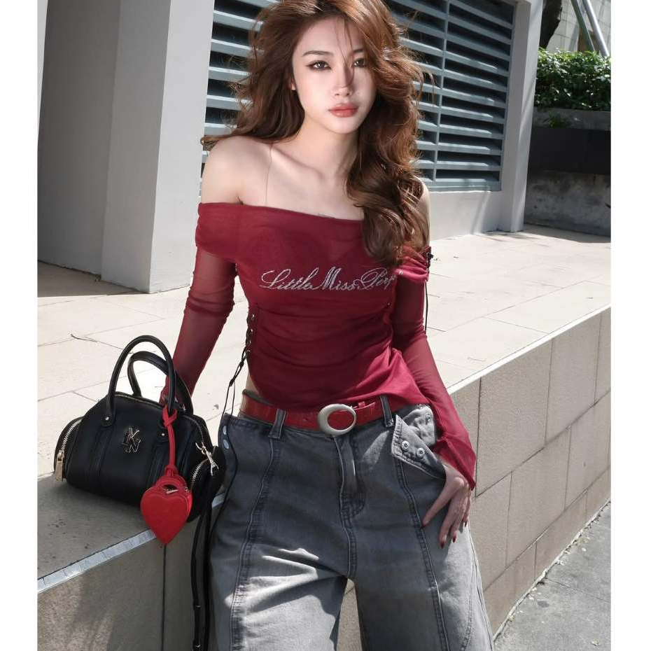 Missy P Top AIAI เสื้อเชิ้ตตาข่ายแขนยาวอย่างเป็นทางการพิมพ์ลาย Purl
