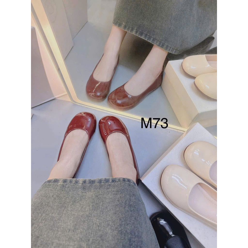 MEYBANNI รองเท้าตุ๊กตา Square Toe Basic หนังนุ่มยืดหยุ่น - M73
