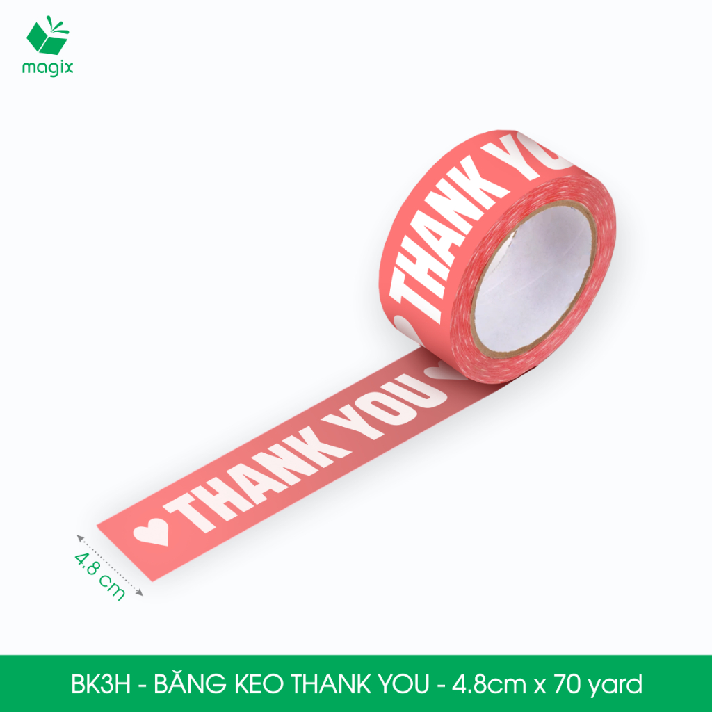 BK3H - Combo เทปพิมพ์ลาย THANK YOU 12 ม้วน 4.8ซม. x 70 หลา เทปกาวซีลสินค้าเปราะบาง