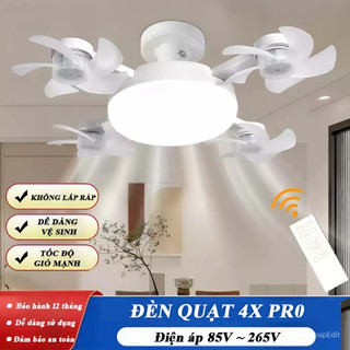 Đèn Quạt Siêu Mát 4 Đầu Sử Dung Linh Hoạt Nhà Tắm Hoặc Phòng Ngủ Êm Ái Điều Khiển Từ Xa