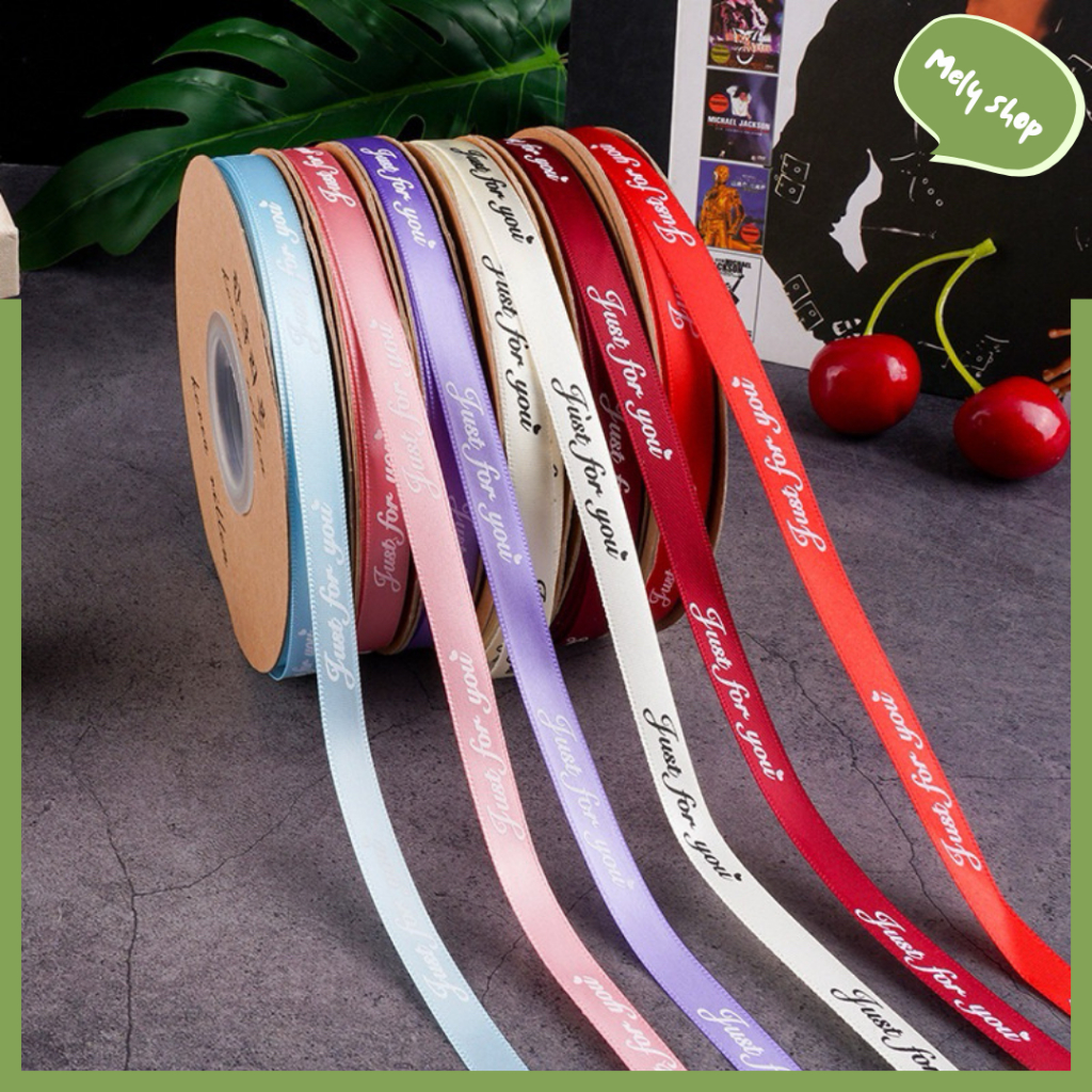[ราคาถูกสุดๆ]_ริบบิ้นพิมพ์ลายตัวอักษร KT 1 ซม. x35Yard, ริบบิ้นห่อดอกไม้ผ้าไหม, ห่อของขวัญน่ารักมาก