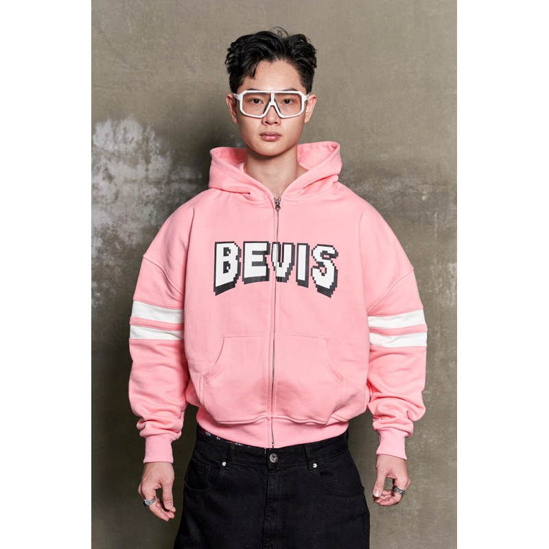 BEVIS HOODIE ZIP (สีชมพู) - BEVIS ZIP HOODIE (สีชมพู)