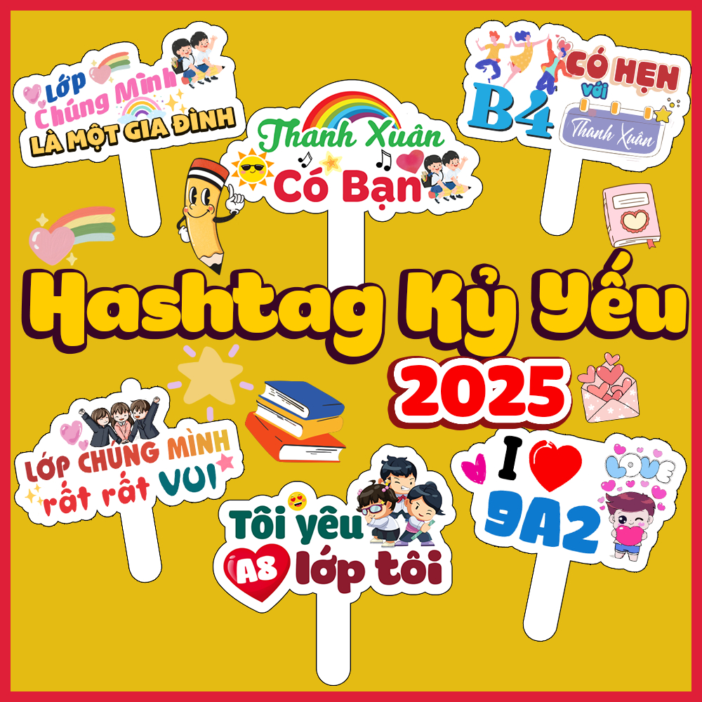 Yearbook Hashtag การประชุมระดับ Hashtag บอร์ดมือถือสําหรับถ่ายภาพนักเรียน - Hai Anh Hashtag