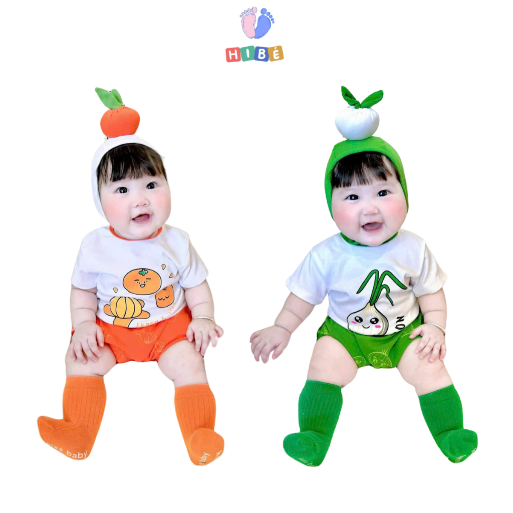 [รวมหมวก] 3-11Kg ชุดเสื้อผ้า Hi Be ชุดผักผลไม้เด็กผ้าฝ้ายเท่ๆ AQ001