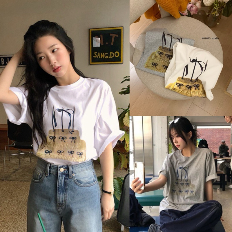 /wgwe.studio - WGWE/ WGWE เสื้อยืดทรงหลวมสําหรับบุรุษและสตรีเกาหลี | เสื้อยืด ไม่จํากัดเพศ ผ้าฝ้ายหน