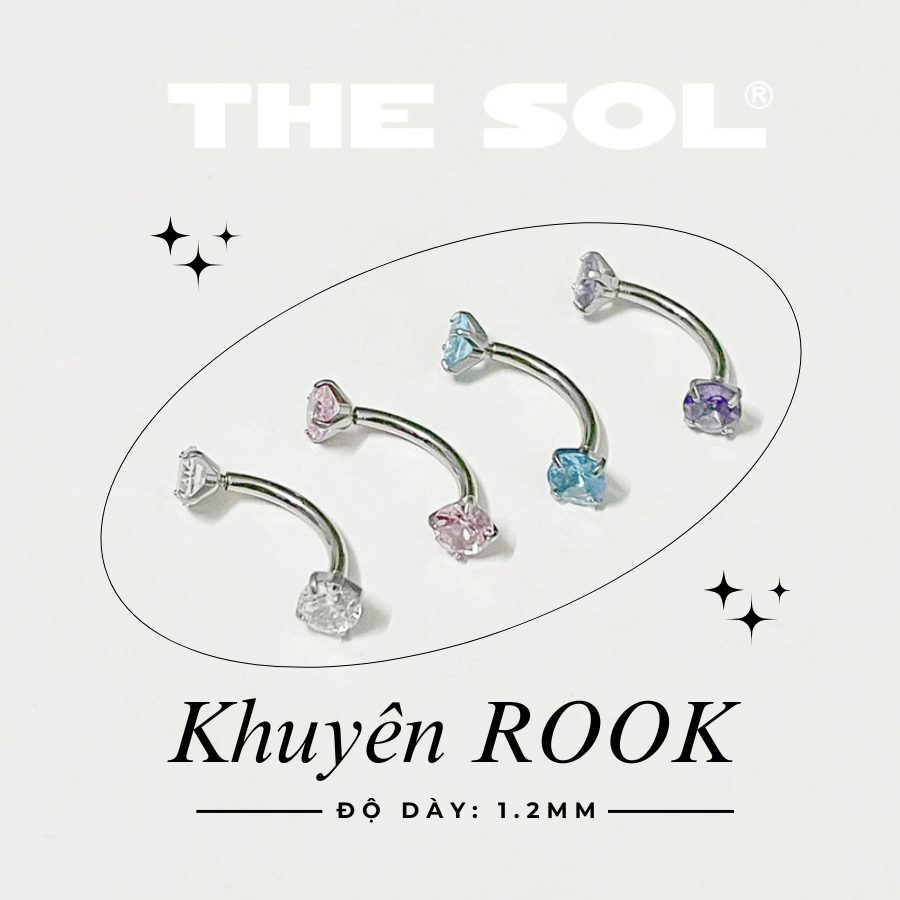 [1 ชิ้น] ROOK ต่างหูสแตนเลสพร้อมหินสีสันสดใส thesolvn
