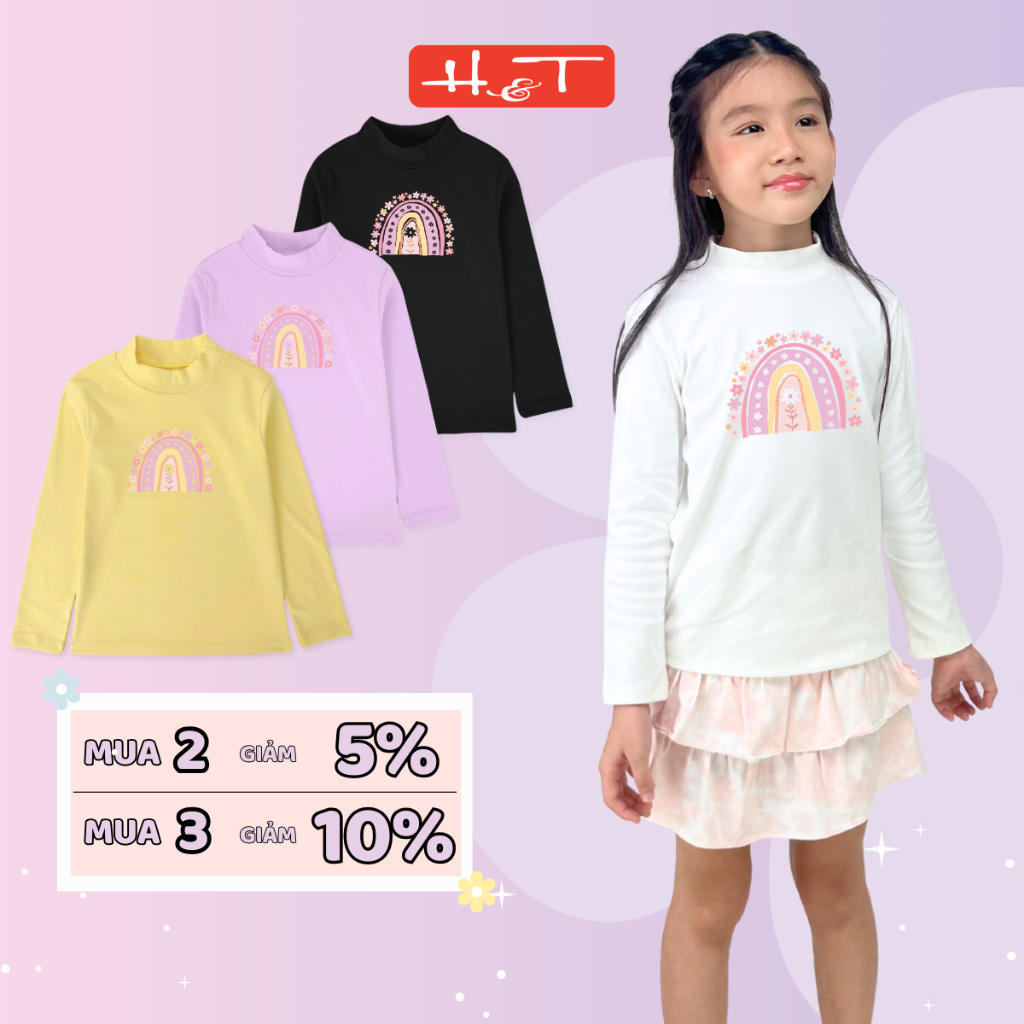 เสื้อกันความร้อนสาวดอกไม้ H&T คอเต่า 3 นิ้วขั้นพื้นฐานทําจากซี่โครงผ้าฝ้ายยืดนุ่มตั้งแต่ 10-35kg-ATD