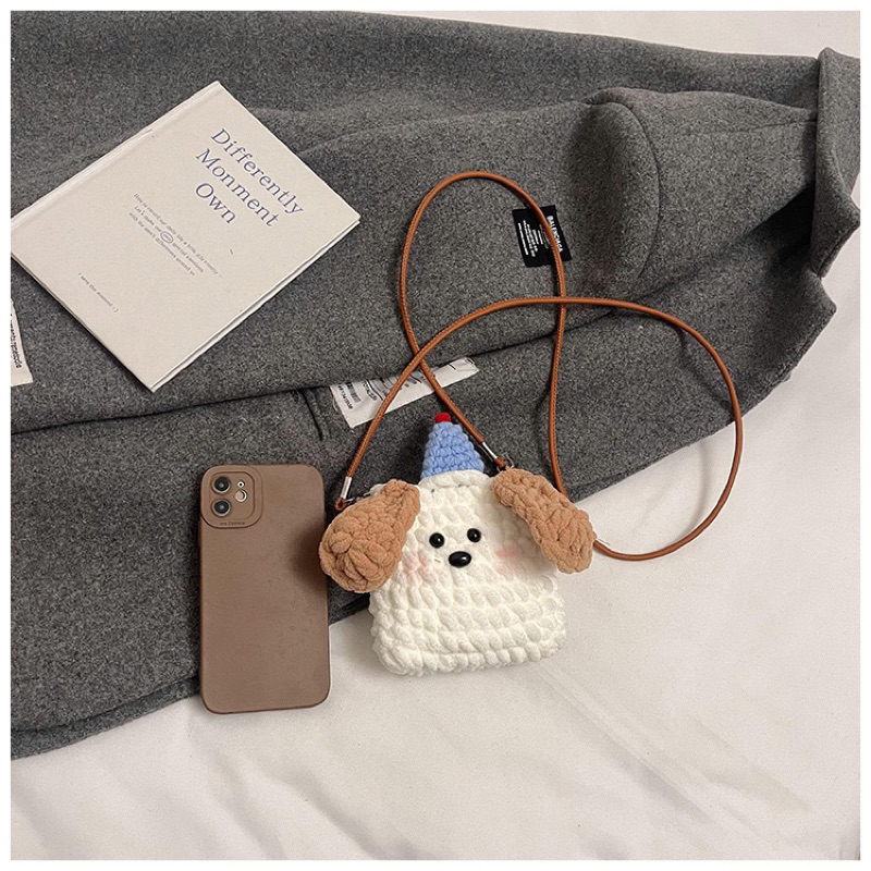 CROSS-ROAD BAG สําหรับเด็ก, CUTE DOG WOOL CROSSBACK BAG สําหรับเด็ก