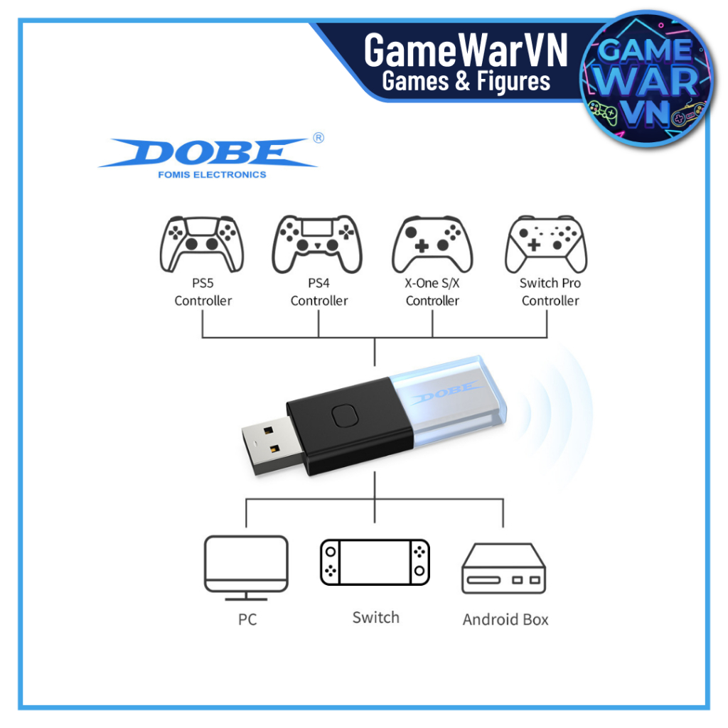 USB Bluetooth 5.0 สําหรับคอนโทรลเลอร์ PS5/PS4/Xbox One/Switch Pro - Dobe