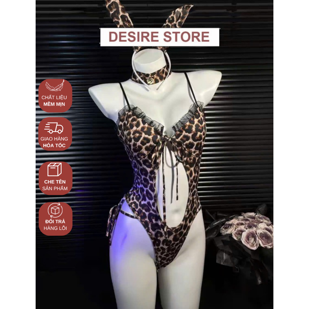 DESIRE VN-1119 ชุดชุดนอนคอสเพลย์กระต่ายเสือดาว