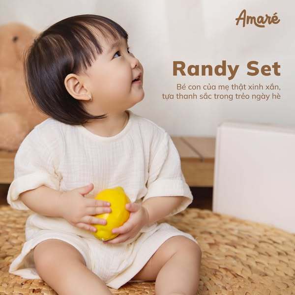 Randy summer short sleeve baby Set Set ชุดเทอร์รี่นุ่ม โปร่ง Amaré VN baby home wear Set
