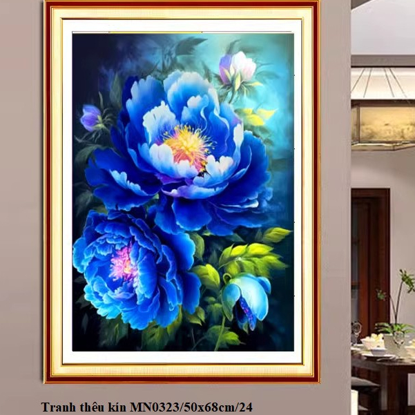 - mn0323 (50x68) ซม. ภาพวาดครอสติสดอกโบตั๋น ** ทําด้วยมือ diy ไม่ใช่ผลิตภัณฑ์สําเร็จรูป