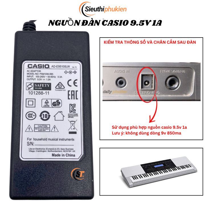 สายไฟสําหรับ casio Casiotone CT-S1BK CT-S1RD CT-S1WE CT-S1, casio CTS1 แหล่งกีตาร์