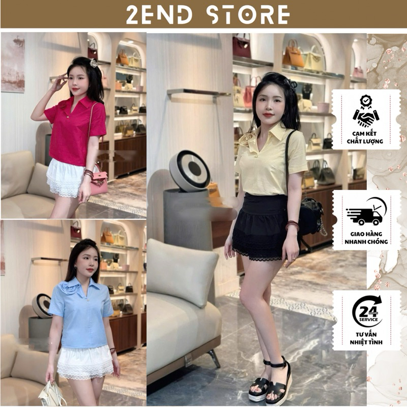 ✿ 2END | Vtt เสื้อคอปกลายดอก-รหัส3289