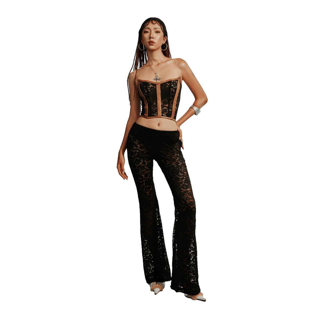 Tatichu - BAE Black Lace Flared Pants - BAE Black Lace Flared Pants