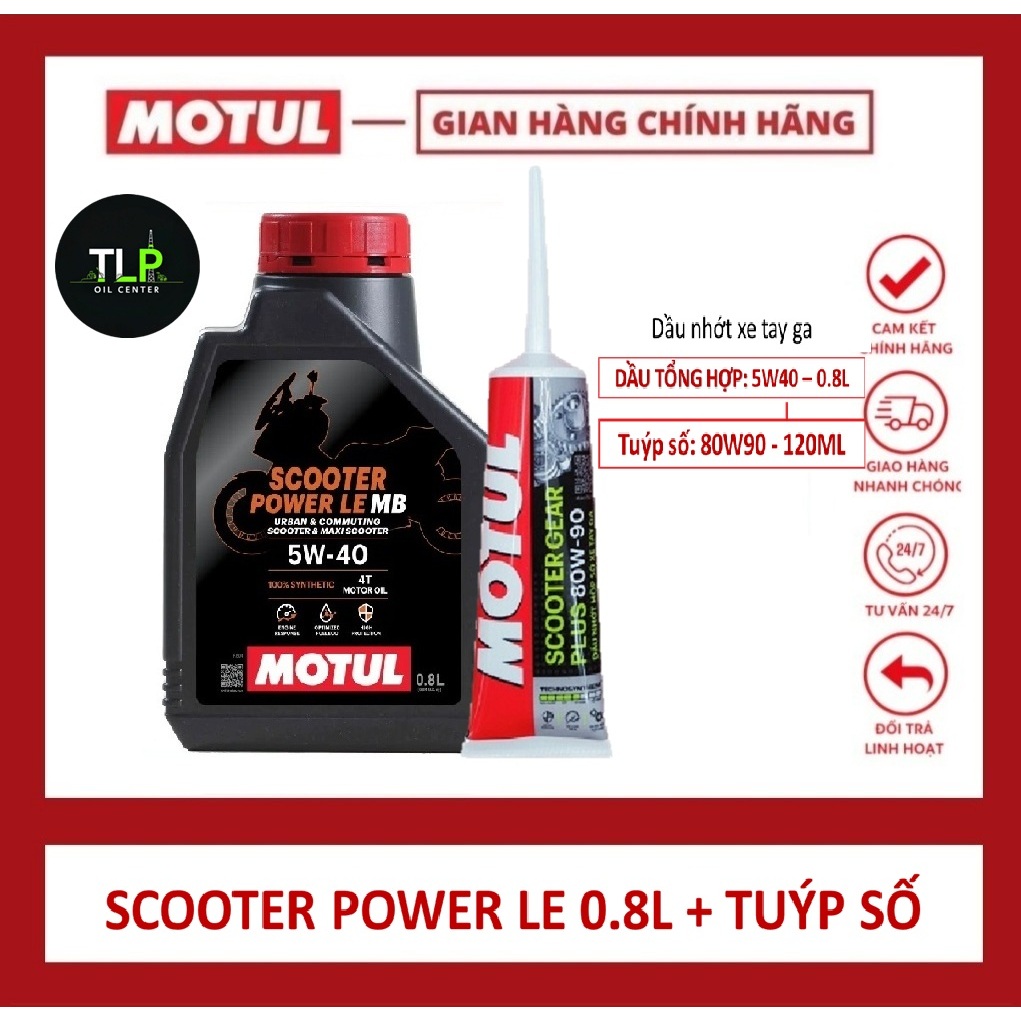 COMBO SCOOTER OIL MOTUL SCOOTER POWER LE 4T 5W40 + MOTUL SCOOTER GEAR 80W90 120ML