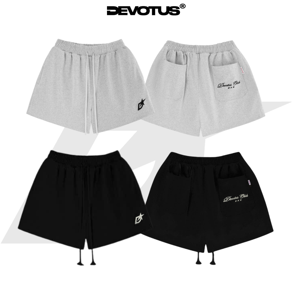 Devotus Local ยี่ห้อ Unisex 450gsm Crab Leg Felt กางเกงขาสั้น - SHORT450 3D EMBROIDERED โลโก้