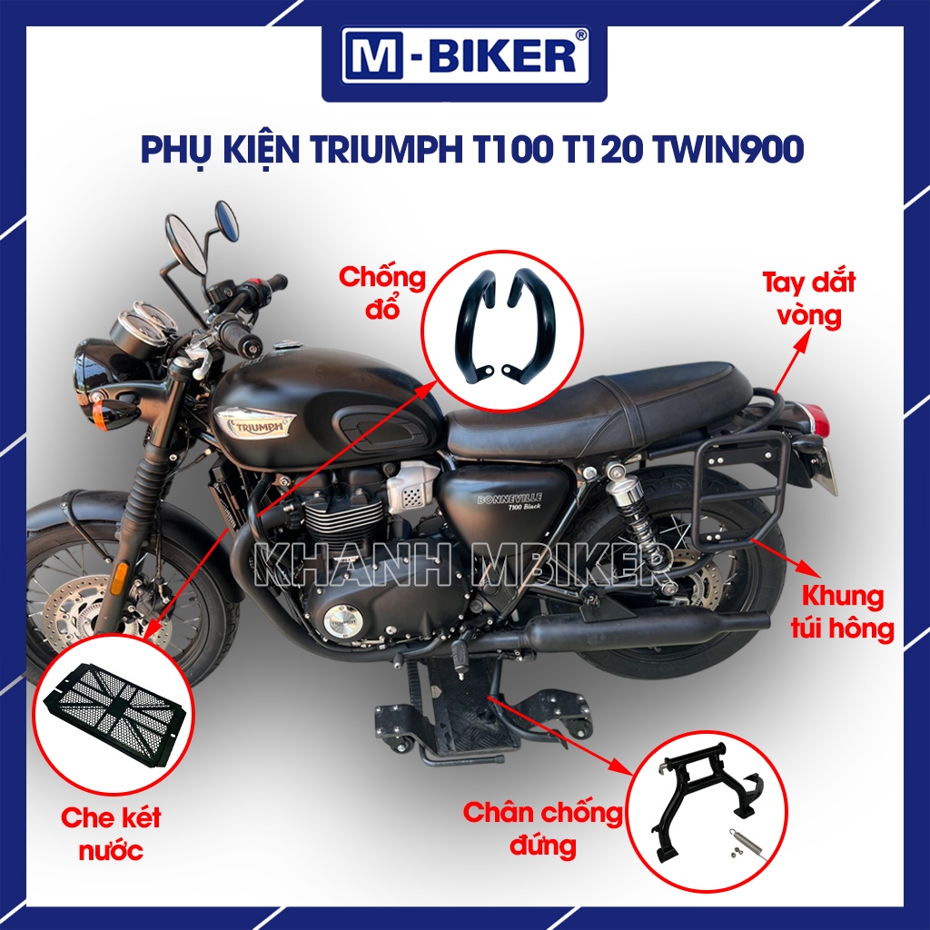 อุปกรณ์เสริม Triumph T100 T120 Twin 900 กระเป๋าหลัง, แฮนด์, กันดัม, ขาตั้ง Triumph