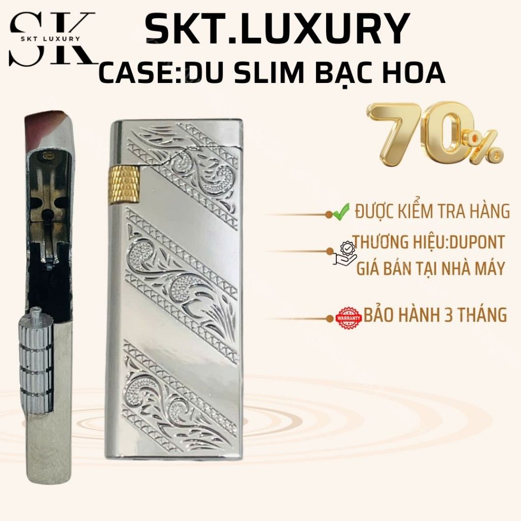 CASE Dupont Slim ดอกสีเงิน (พร้อมหิน 5v) วัสดุทองเหลือง(ไม่รวมฟูเอล)