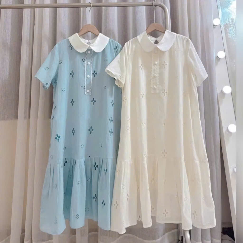 ชุดแต่งกายแขนสั้นหลวม Lotus Collar ผ้าหยาบน่ารัก Basic ฤดูร้อนทํางาน HD3130 HR