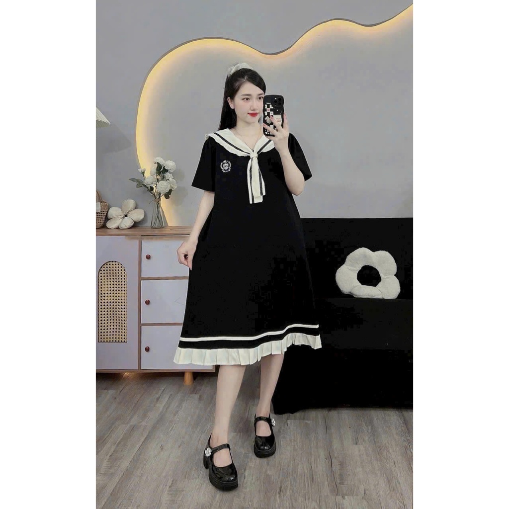 ชุดชุดฤดูร้อนแขนสั้นชุดกะลาสีหลวม Format Soft Umi ผ้าน่ารักลงรูปร่างสําหรับออกไปข้างนอก HD3129 HR037