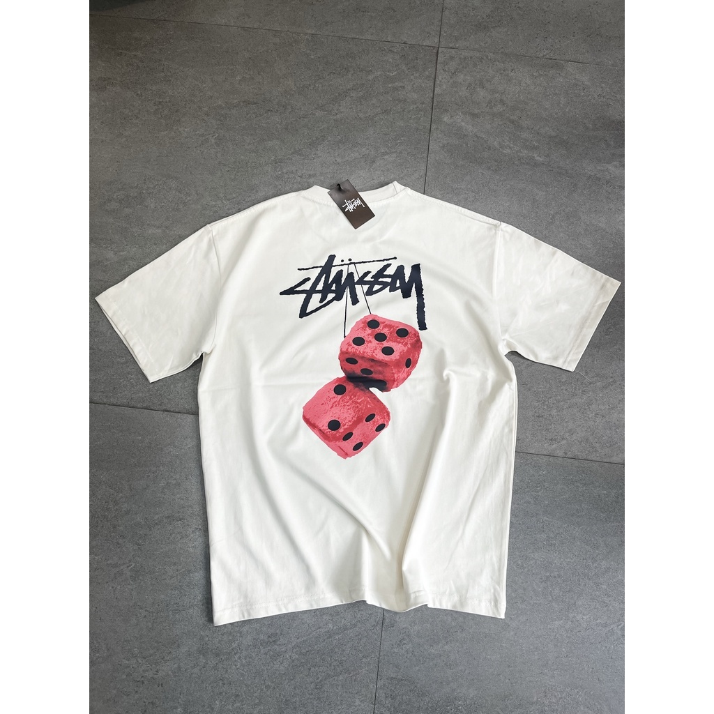 เสื้อยืดผ้าฝ้ายผู้ใหญ่ Stussy Twice Dice -