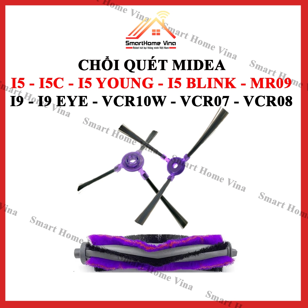 Midea I5, I5c, I5 Young, I5 Blink, I9, i9 Eye, Mr09, Vcr10w, Vcr07, Vcu08 แปรงเครื่องดูดฝุ่นหุ่นยนต์