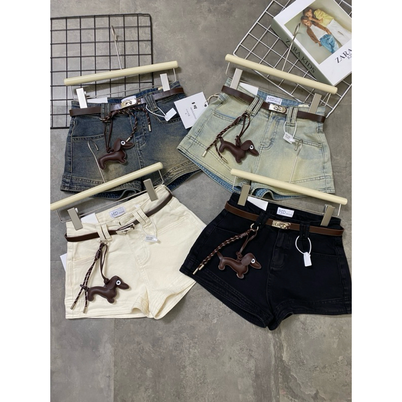 กางเกงขาสั้นจิม มีเข็มขัด พวงกุญแจ (H3383)