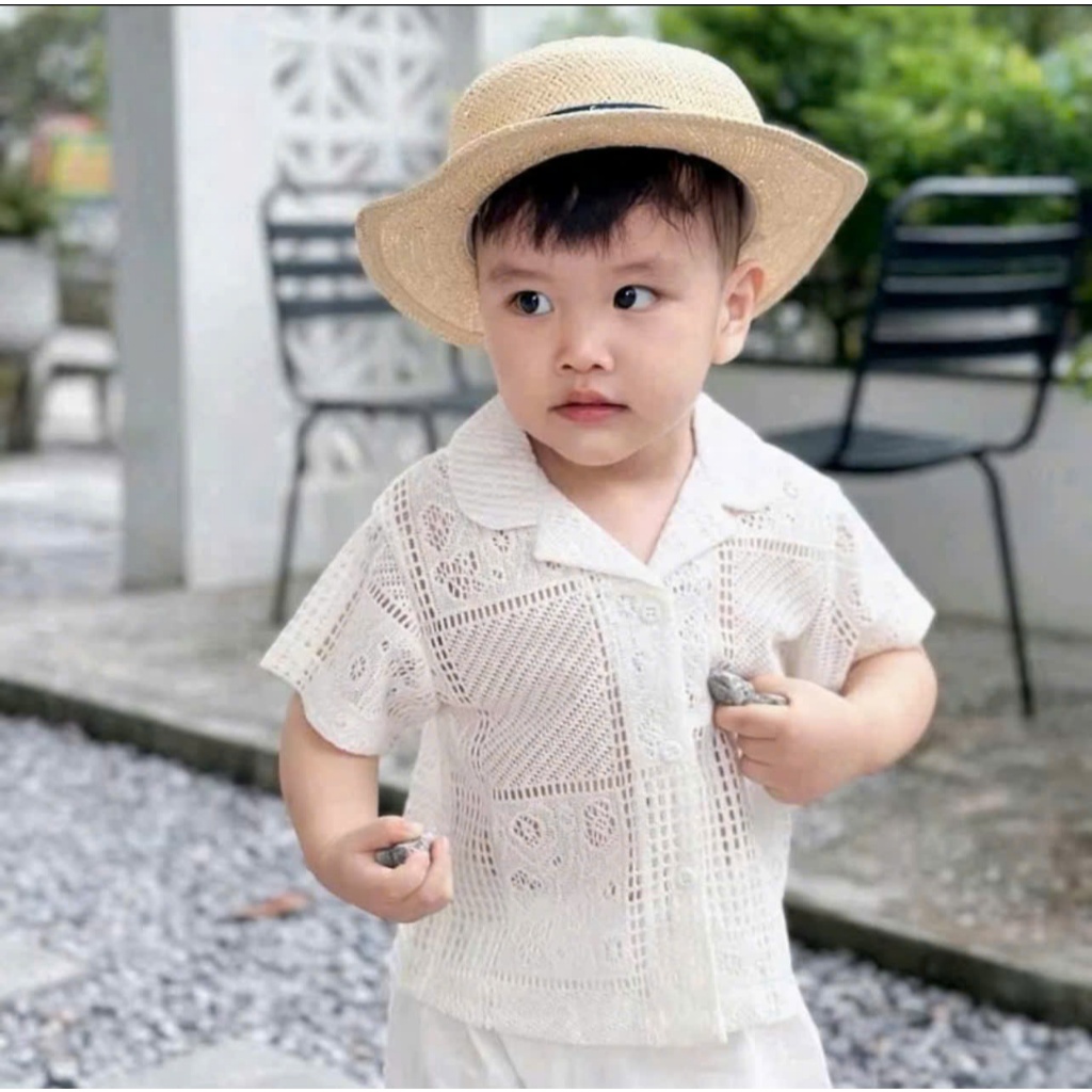 ชุดแขนกุดเด็ก, เสื้อผ้า LABI เสื้อเชิ้ตตาข่ายสีเบจพร้อมกางเกงขาสั้นมาตรฐานสําหรับเด็กอายุตั้งแต่ 8 - 25 กก