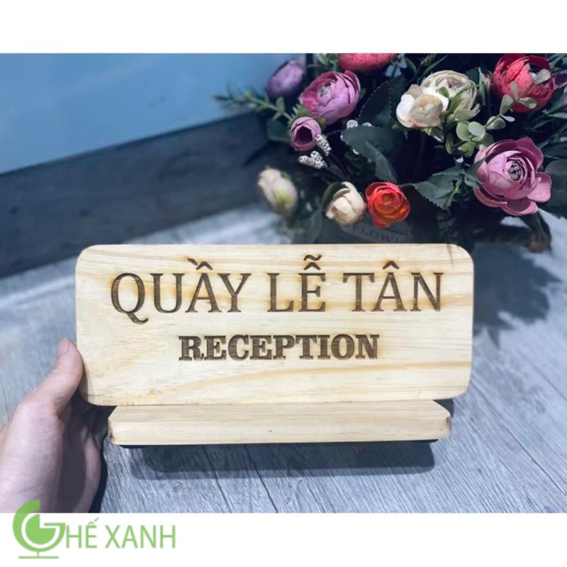 RECEPTION RECEPTION ป้ายไม้ตั้งโต๊ะ - สลักเลเซอร์สําหรับตกแต่งร้านอาหารหรูหราและโรงแรม