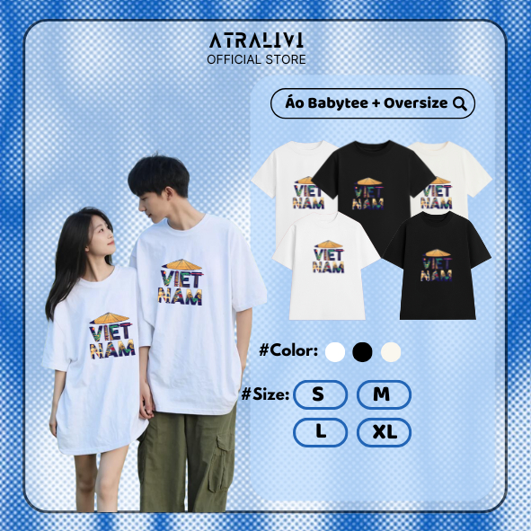 เสื้อยืดพิมพ์ลายคํา VIET NAM เสื้อยืดทรงหลวมคุณภาพสูง ATRALIVI OVS-23 ผ้าคอตตอนอ่อนเยาว์แบบไดนามิก
