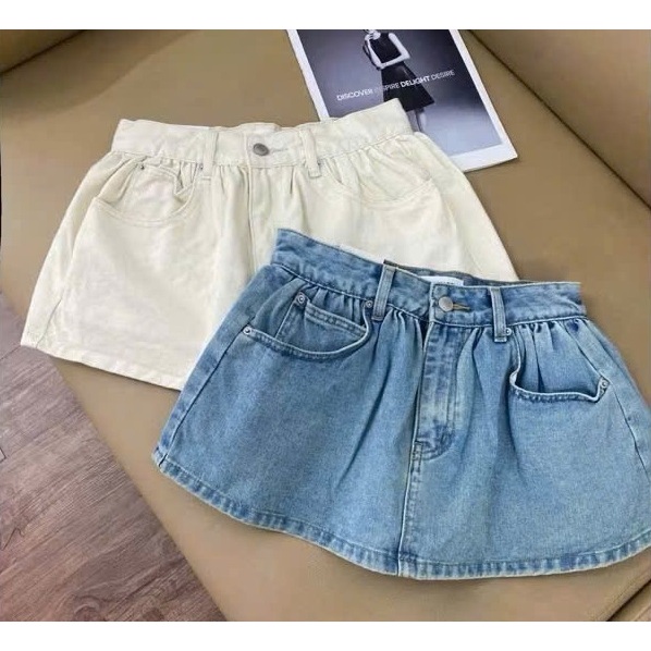 LINK JEAN Flared Pleated Jean Skirt - Slim Fit with Protective Pants Cup-05