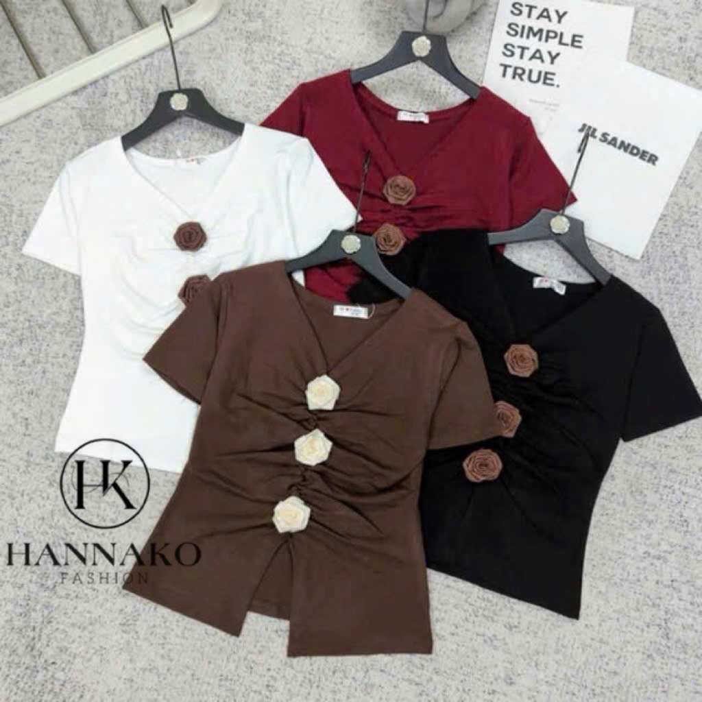 Hannako-fashion 209 เสื้อยืดดอกไม้นูน