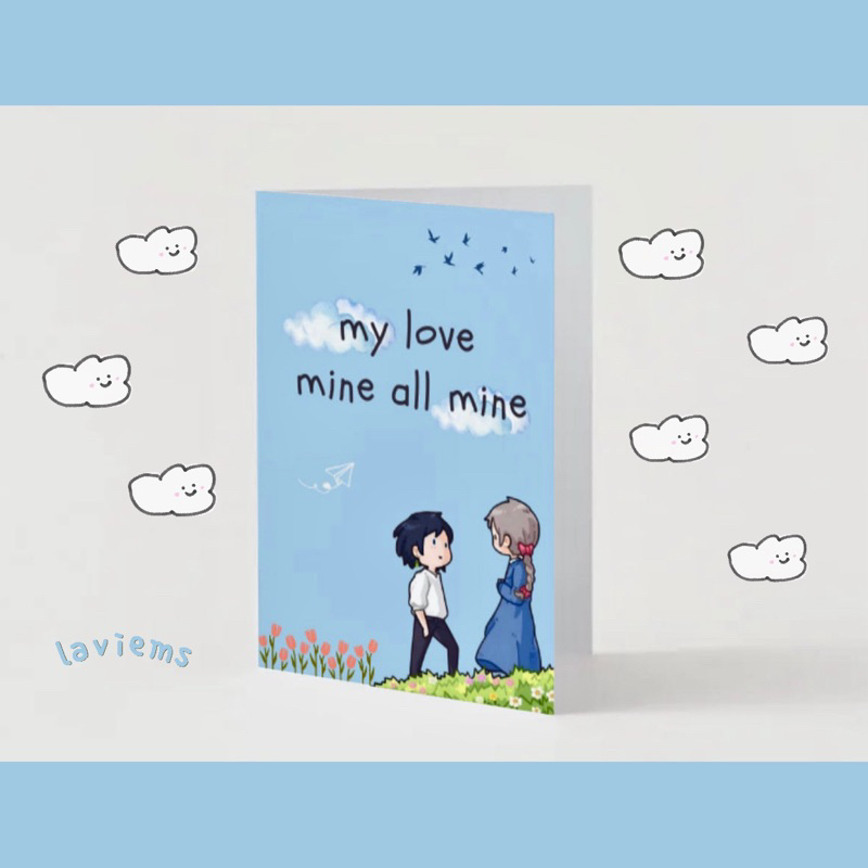 UNIQUE CUTE GIFT CARD PRINTED WITH GHIBLI HOWLS MOVING CASTLE [ ลาวีมส์ - รักของฉันทั้งหมดของฉัน ]