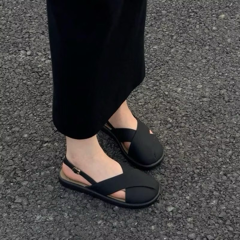 รองเท้าหนัง/รองเท้าแตะสายไขว้สวยๆ สไตล์เรียบง่าย 2025 แฟชั่น - รูปที่ 3