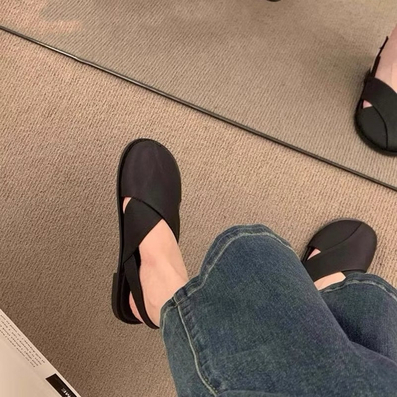 รองเท้าหนัง/รองเท้าแตะสายไขว้สวยๆ สไตล์เรียบง่าย 2025 แฟชั่น - รูปที่ 2