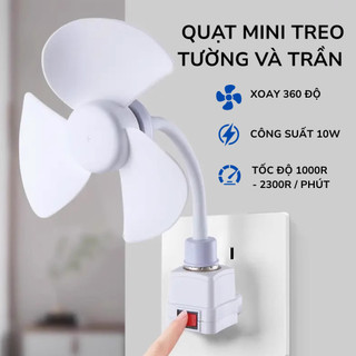 Quạt Mini Treo Nhà Vệ Sinh Xoay 360 Độ, Quạt Treo Tường Nhà Bếp Nhà Tắm, Quạt Cắm Điện Để Bàn Tiện Lợi