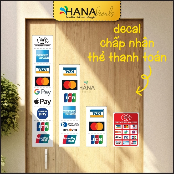 [หลายรุ่น] สติ๊กเกอร์รูปลอกสําหรับการ์ดโลโก้ชําระเงินต่างประเทศ VISA, MASTERCARD, JCB,.- Hana Decal