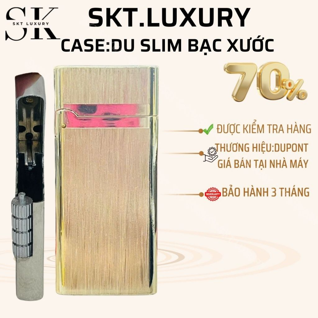 CASE Dupont slim เงินเป็นรอยหรูหรา (มีหิน 5v รวม)วัสดุทองเหลือง (ไม่รวมฟูเอล)