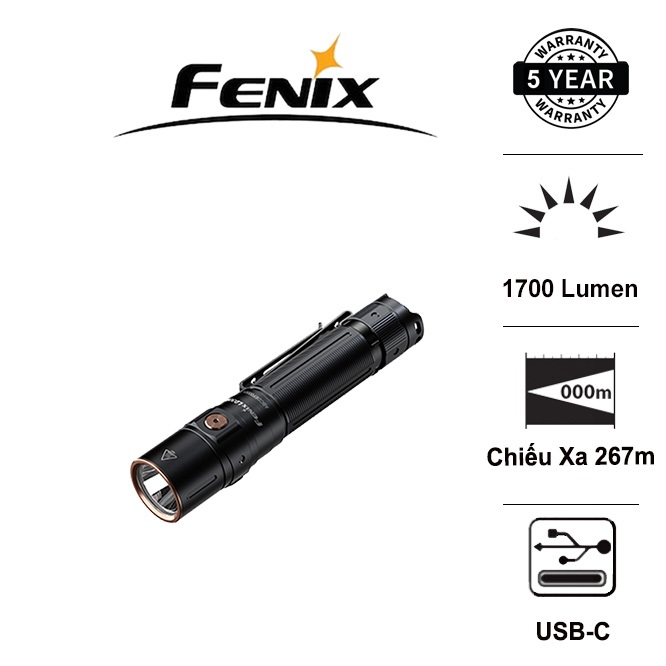 EDC FENIX LD30R ไฟฉาย 1700 ลูเมน ช่วง 267m แบตเตอรี่ 18650 ความจุ 3400mAh