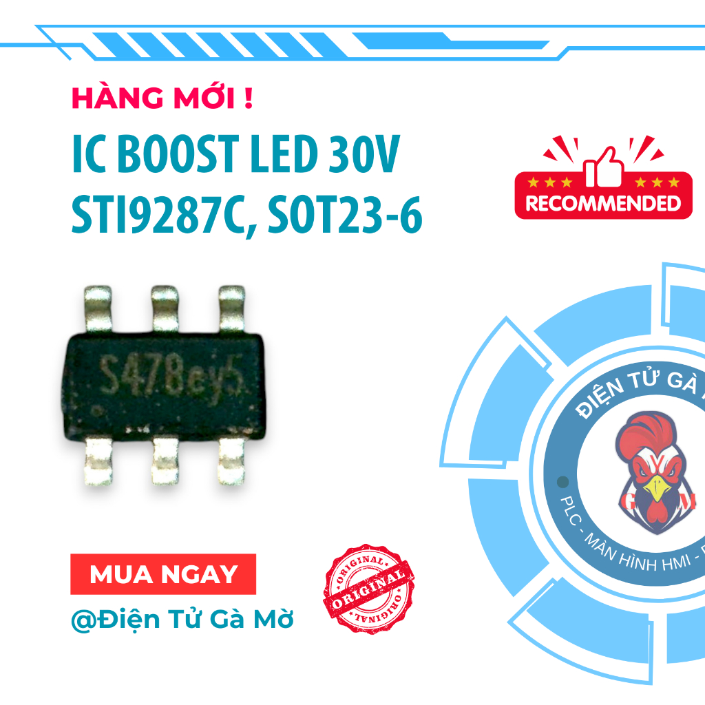 [1 CON] สติ๊กเกอร์ IC Boost LED STI9287C 30V, 1.4A SOT23-6 (ของแท้)
