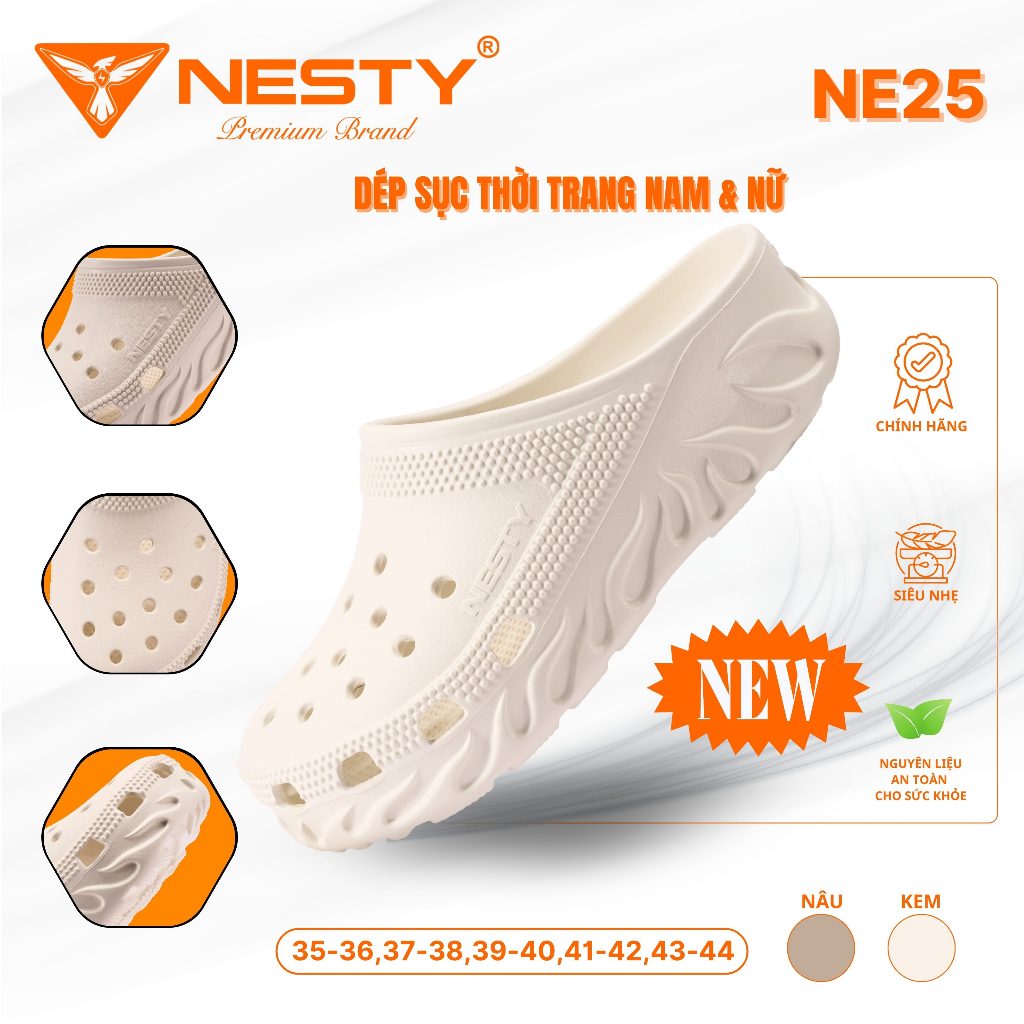 [Outlet S4] [NE25] [Free Charm] รองเท้าแตะสัญลักษณ์เปลวไฟยี่ห้อ NESTY พื้นรองเท้าเพิ่มความสูง 4 ซม.
