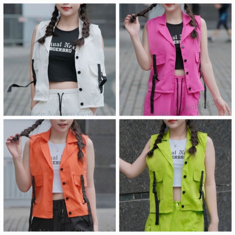 VEST สีกากีคอปกกล่อง VEST เสื้อกีฬา CC