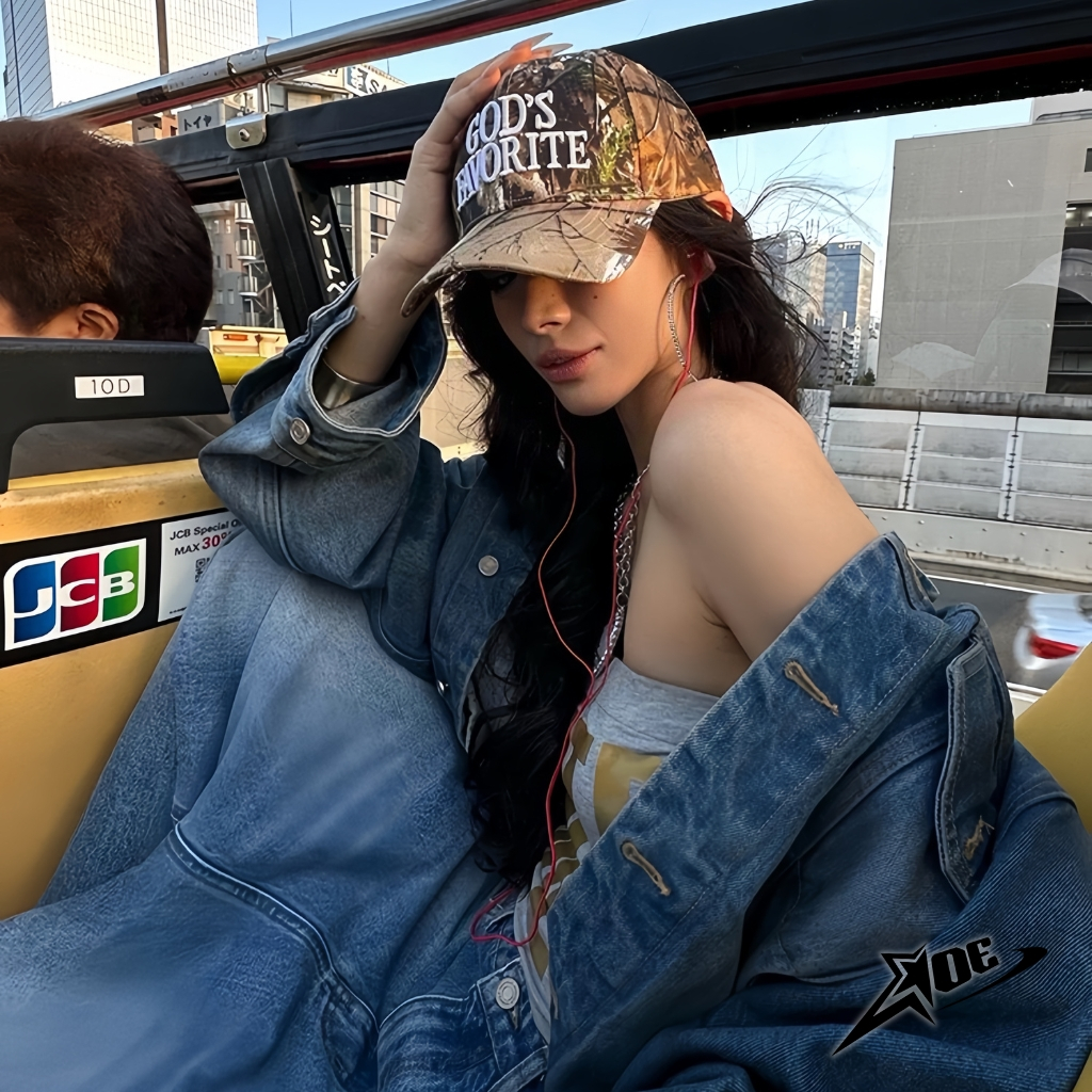 AOE STUDIO- หมวกเบสบอลปักลายใบไม้ของ GOD สําหรับผู้ชายและผู้หญิงหมวกเบสบอลสไตล์ unisex คุณภาพสูง