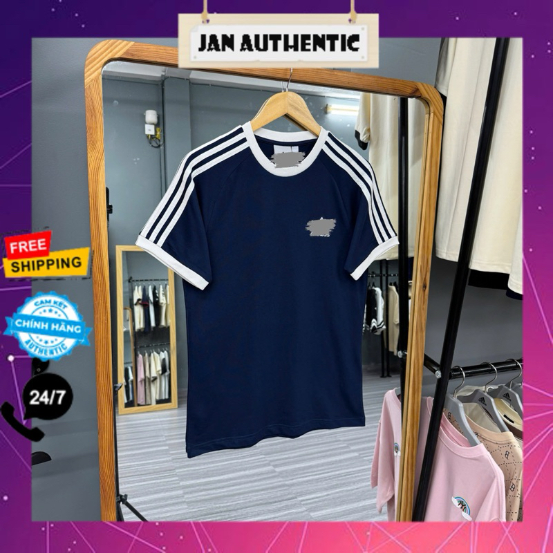 เสื้อยืด Adicolor Navy 3-Stripes Das ของแท้ CODE: IA4850 | แจนแท้