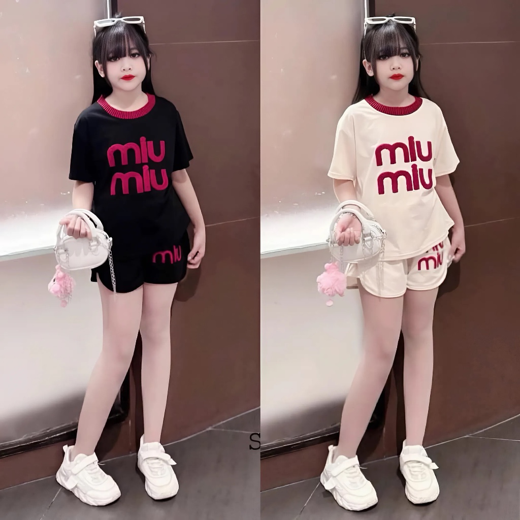 4-14ขวบ ชุดแขนคอปกสีแดงสําหรับเด็กผู้หญิงพิมพ์ลาย มิอุ มิอุ มิอุ เนื้อผ้าฝ้ายนุ่ม ม25