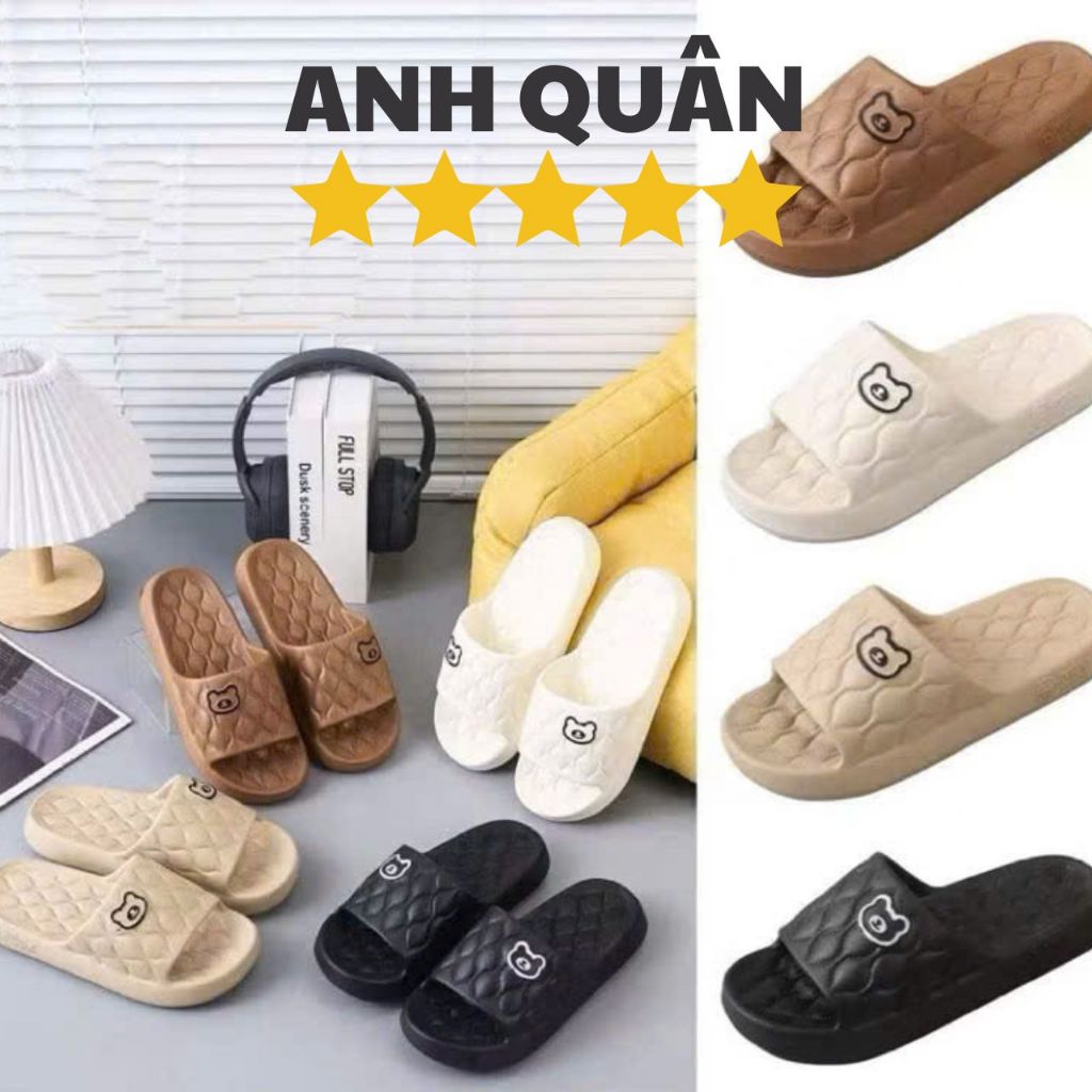 รองเท้าแตะขนมปังลายหมี นุ่ม กันลื่น (8123)