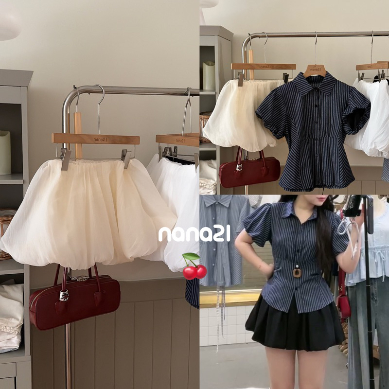 V2466 Nana21 กระโปรงผ้าชีฟองผ้าไหมผู้หญิง