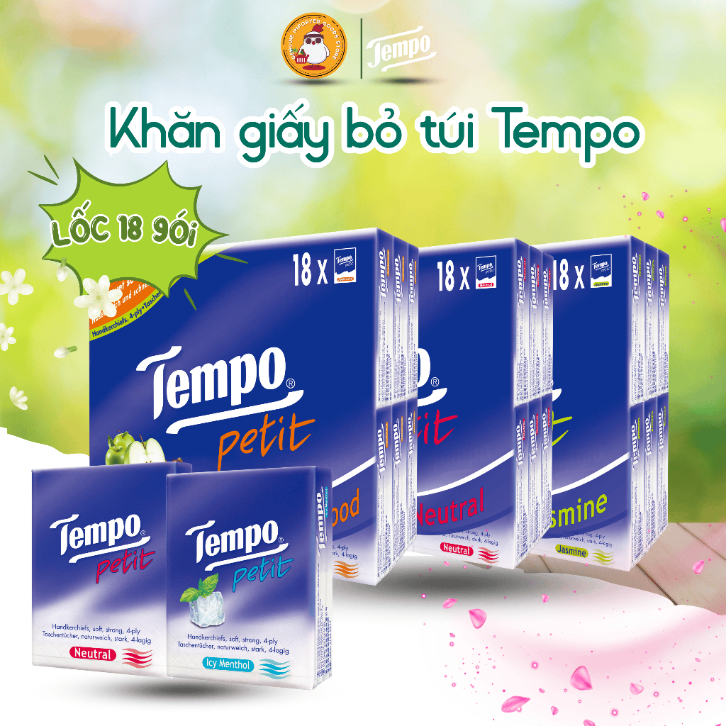 จํานวนมาก 18 แพ็ค Tempo Pocket Tissue 3 กลิ่น - 7 แผ่น/แพ็ค